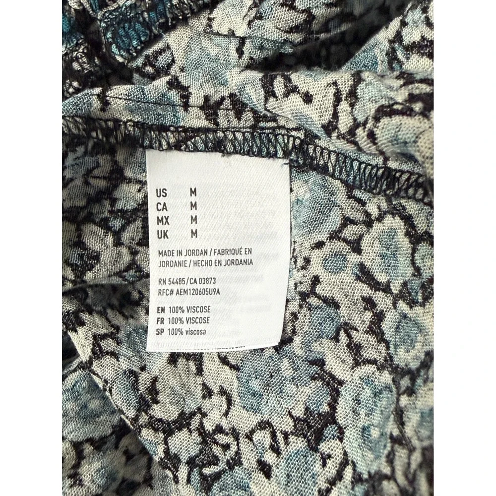 NWT American Eagle Floral Shorts Blue Black White Elastic Tie Waist Size M Flowy